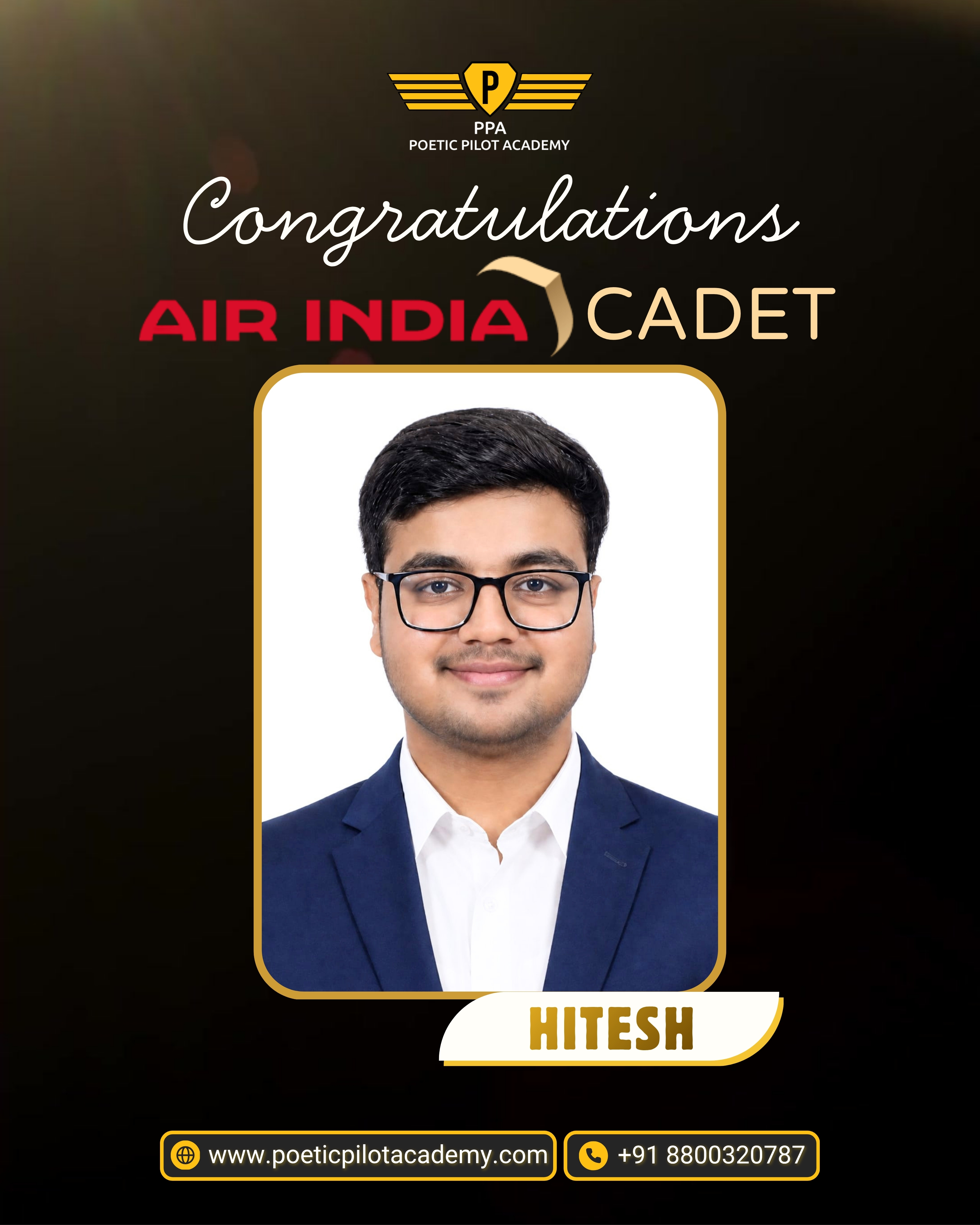 Congratulations on successfully clearing the Air India Cadet Pilot Program at Poetic Pilot Academy - Airline Cadet Selections